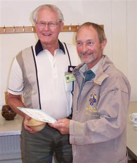 The monthly Highly commended Frank Hayward received his certificate from Richard  Foden